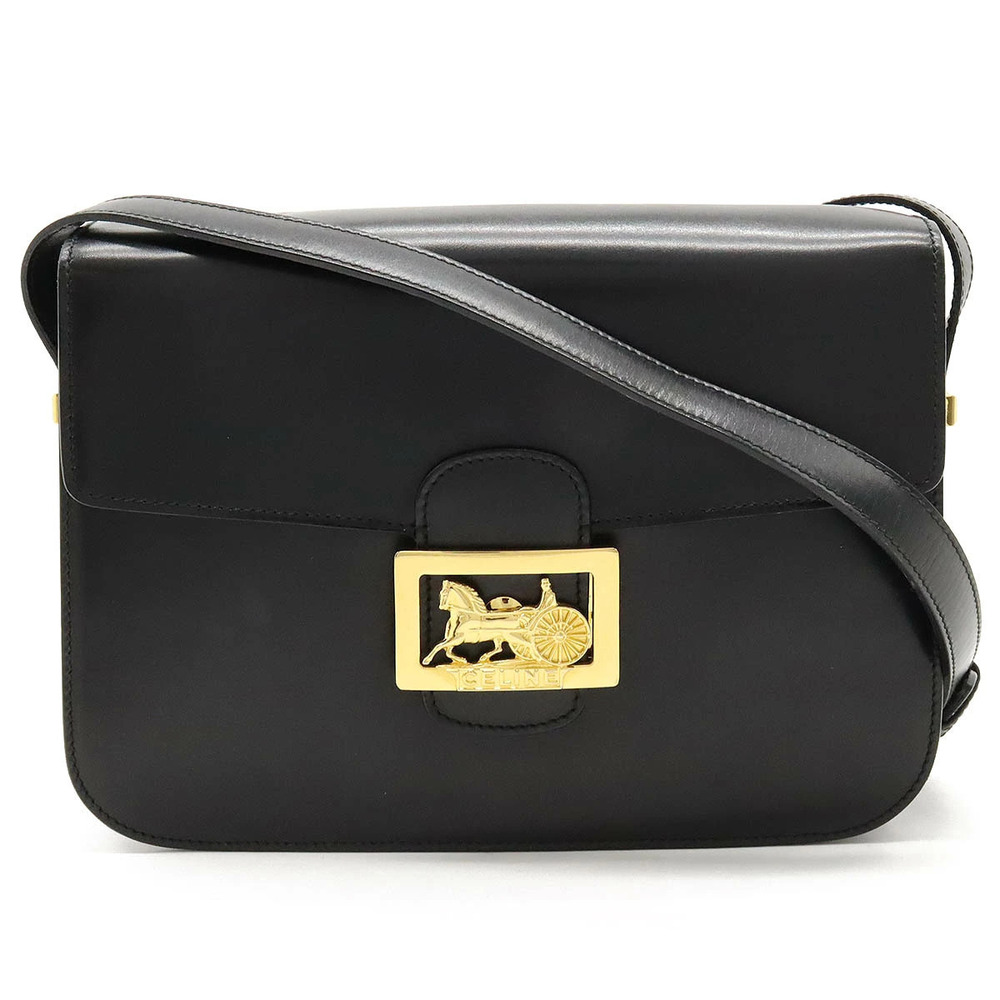 Celine Horse Carriage Crossbody Bag Leather Black